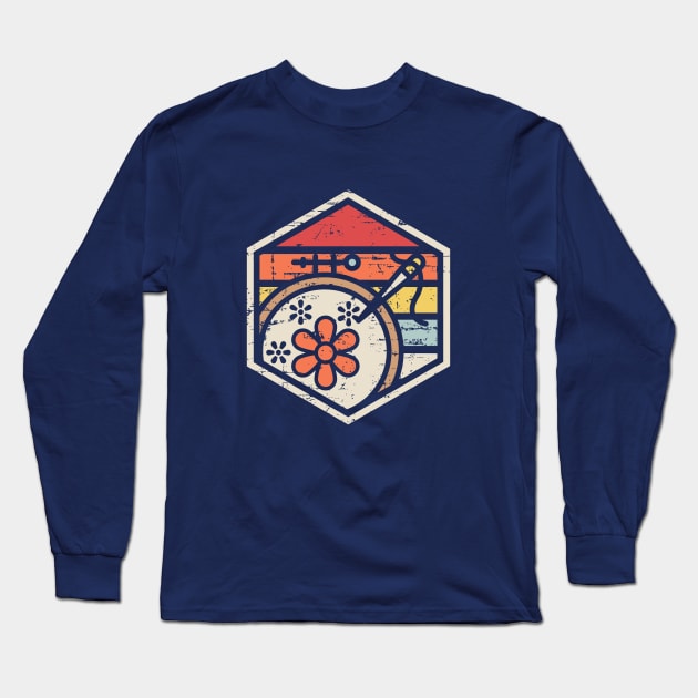 Retro Badge Embroidery Long Sleeve T-Shirt by rojakdesigns